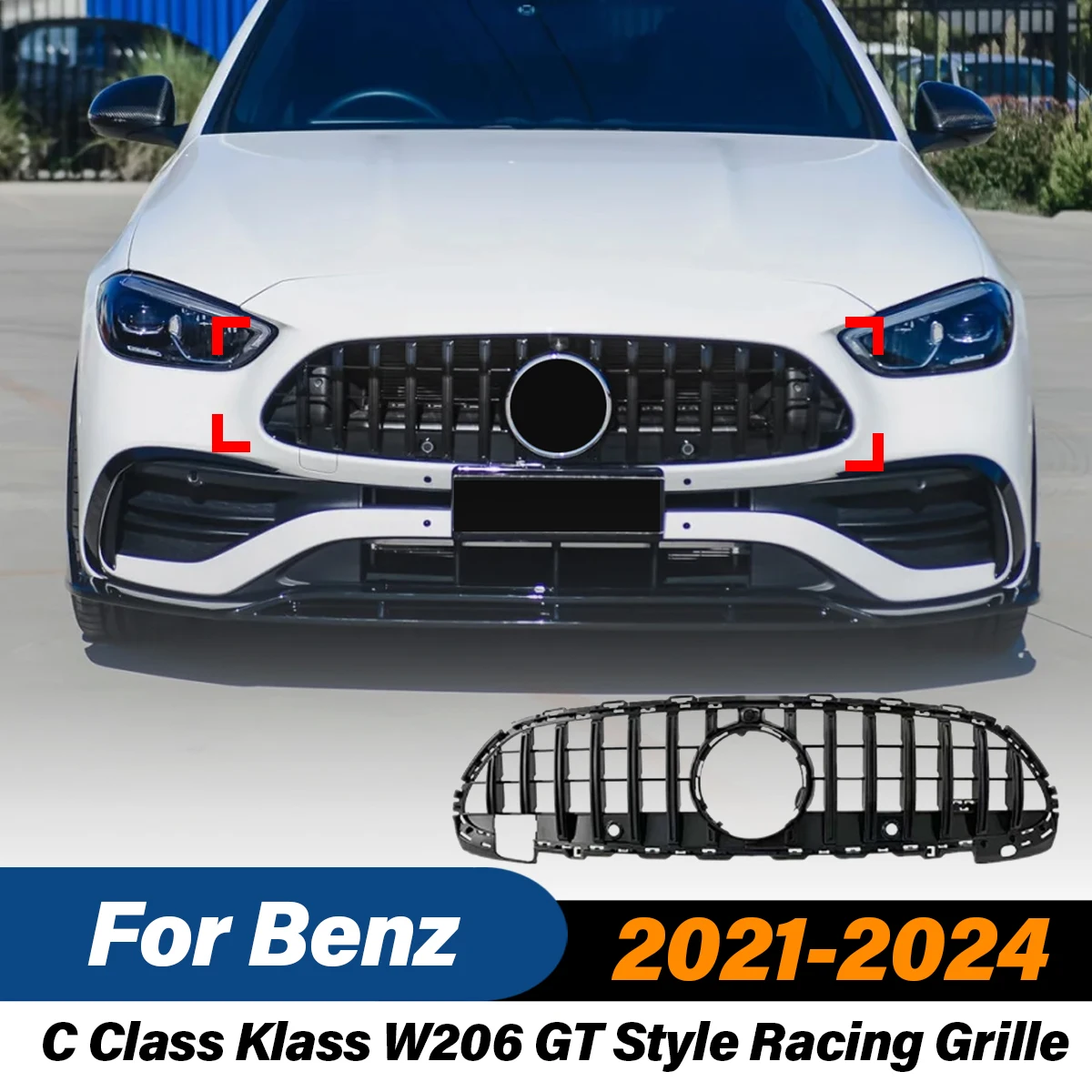

For Mercedes-Benz C-Class W206 C200 220 300 Sport Edition 2021 2022 2023 2024 GT Style Front Radiator Grills Air Intake Grille