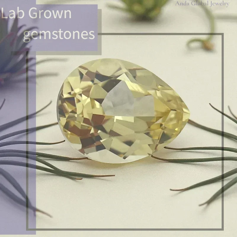 

L-Top Lab Grown Sapphire Pear Cut Yellow Color Extremely Shiny Quality For DIY Ring Necklace Earrings With Certificate
