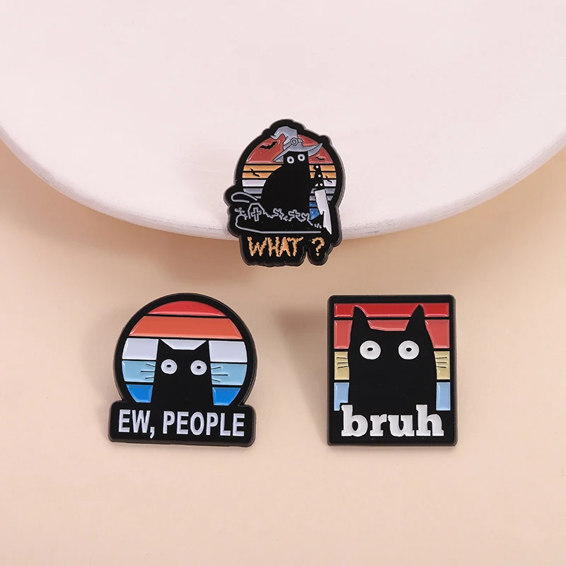 Cute Rainbow Cat Enamel Pins Crazy Pew Pew Madafakas Cat Funny Animal Brooches Lapel Badge  Fashion Jewelry Gifts for Friends