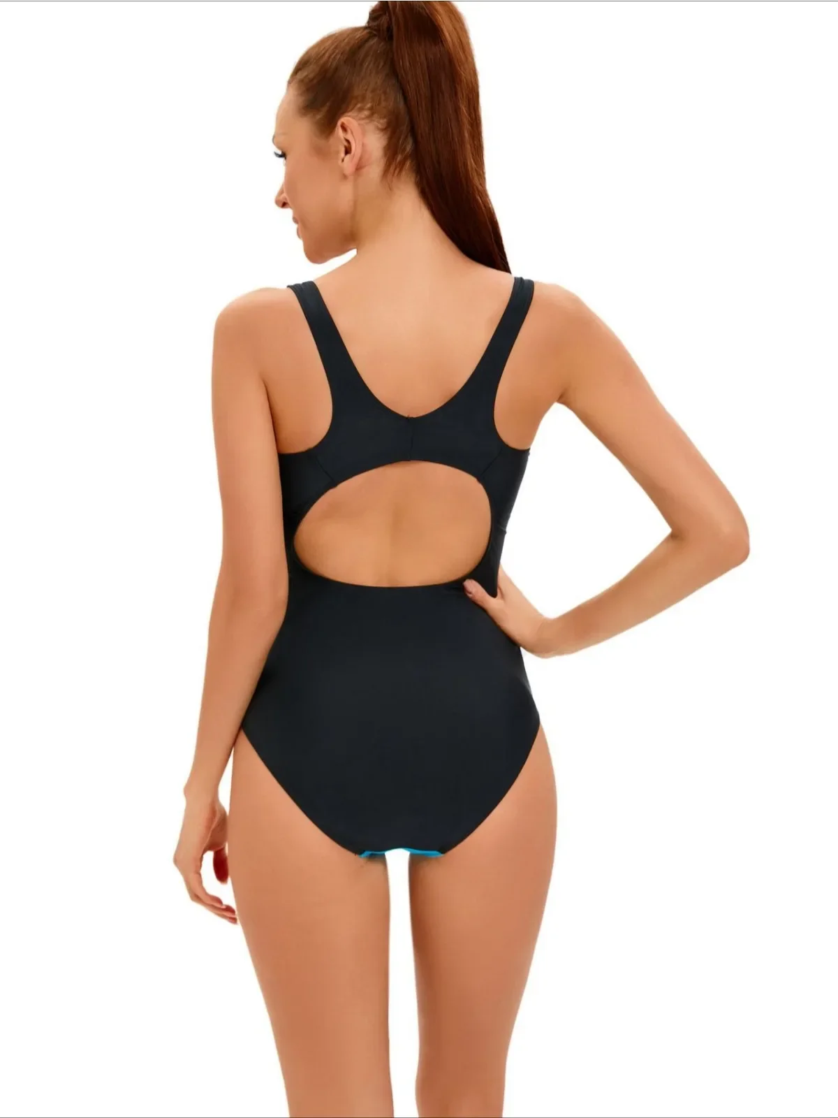 Traje de baño deportivo de retales 2025 para mujer, traje de baño conservador de una pieza, Monokini sin espalda con tirantes y cuello en U, traje de baño para playa