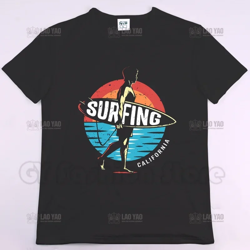 Line Free Hot Selling Summer Printed T-shirt SURF Casual Men Women  Shirts Fashion ops  Oversized  Shirt  Harajuku