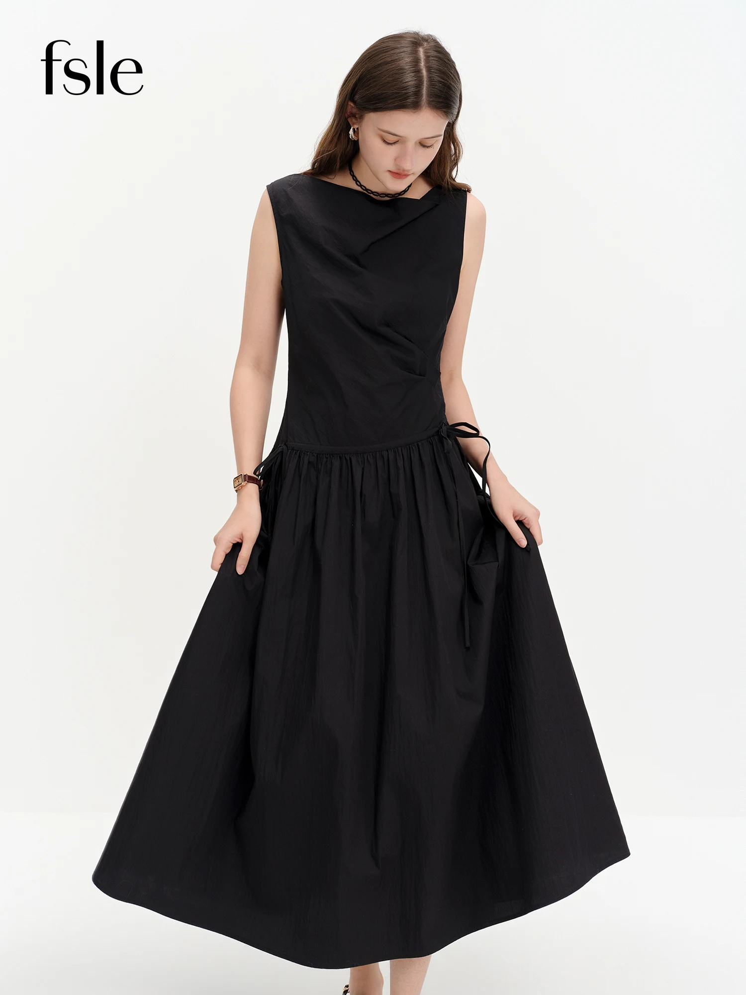 

Летнее женское асимметричное платье FSLE 2026 на одно плечо без рукавов, в клетку, миди, для дерзкого повседневного и отпускного стиля