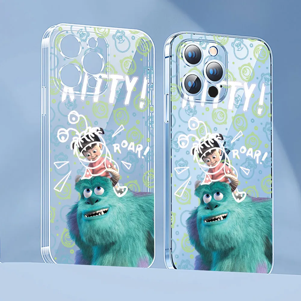 Disney Monsters Inc caixa de telefone legal, tampa transparente para iPhone 11, 13, 12 Mini, 15, 14 Pro Max, 8, 7 Plus, XR, X, S, SE, 15