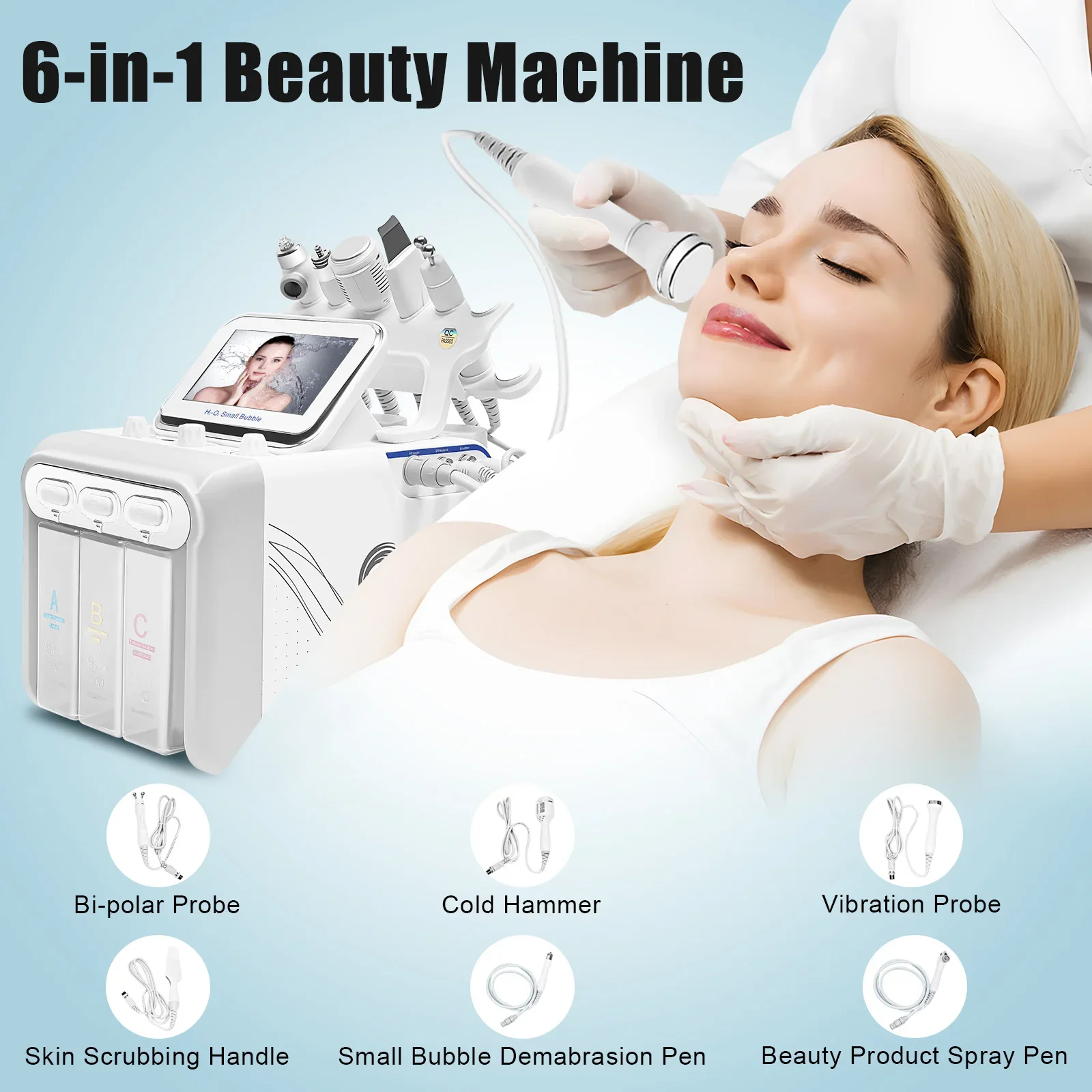 Macchina di bellezza da 80 W, macchina multifunzionale per la bellezza del viso con microbolle di idrogeno e ossigeno 6 in 1, dispositivo per la pulizia/la cura della pelle standard degli Stati Uniti
