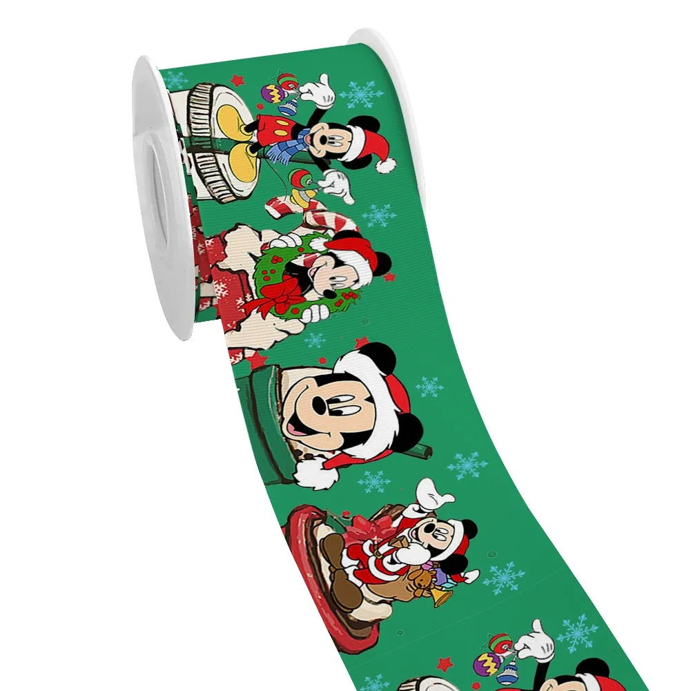 

Disney Mickey Christmas 10yards Printed Grosgrain Ribbon Satin Ribbon for Cheer Bows DIY Girl Headwear Hair Bows