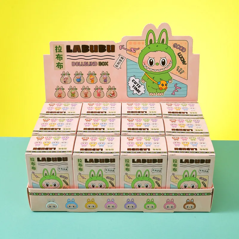 New 12pcs Labubu Figure Blind Box Cartoon Pvc Doll Model Trendy Cute Kawaii Cartoon Mystery Box Decorations Wholesale Kids Toys