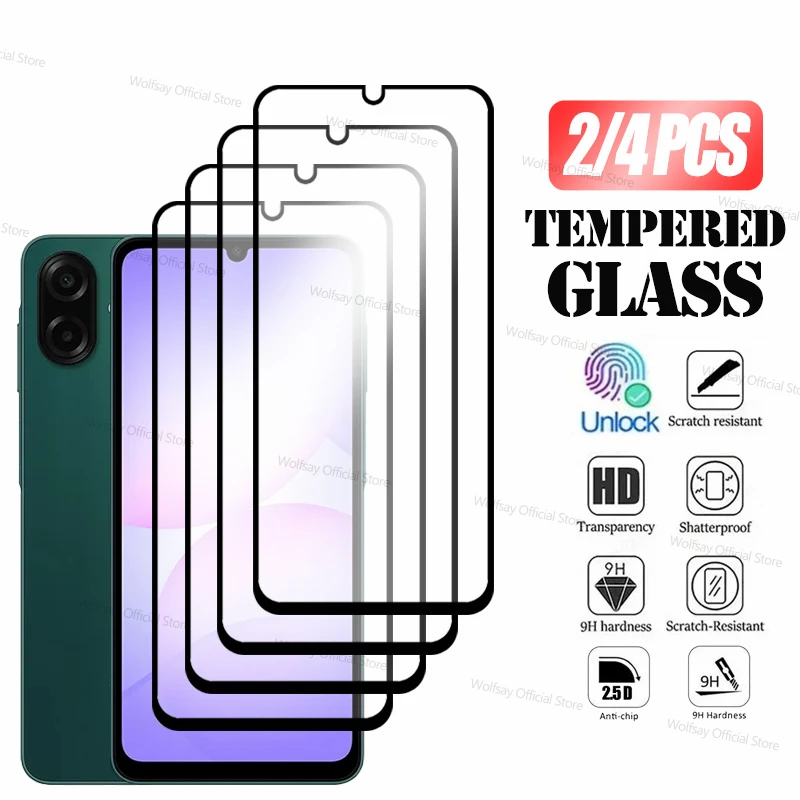 2-4PCS Screen Protector For Samsung Galaxy A07 4G Tempered Glass Samsung Galaxy A07 Film Full Glue Shockproof Anti-Scratch Glass
