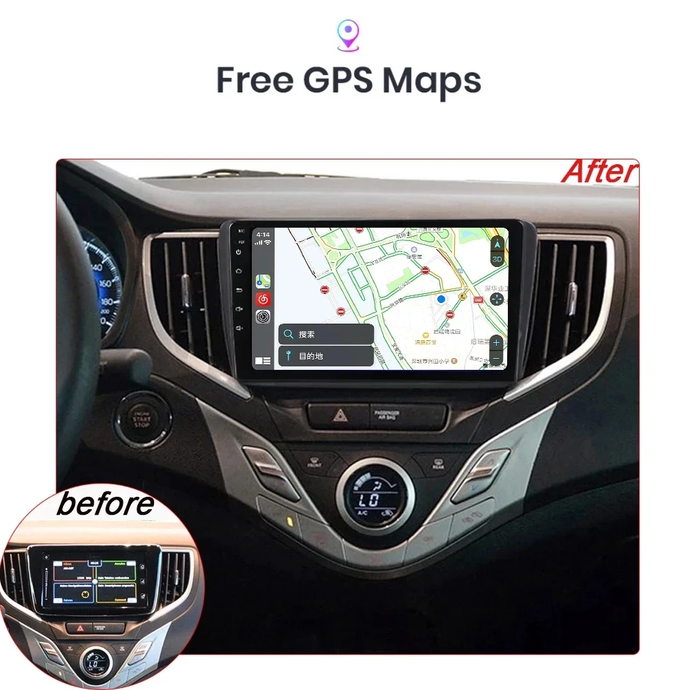 Car For Suzuki Baleno 2016- 2019 Android 14 5G Full Netcom Car Radio Multimedia Player 2K Touch Screen GPS Navigation Head Unit