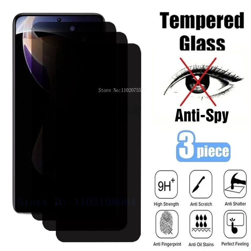 3Pcs Privacy Screen Protector For Xiaomi Redmi 13C 12 Note 11 10 Pro 12 9 8 10C 10A 9T 9C 9A 10s 11s 12s Anti Spy Tempered Glass