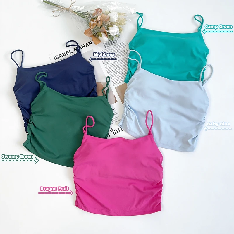 Women Summer Seamless Sexy Camisole Vest Beautiful Back Comfort Padded Bralette Pleats Thin Shoulder Straps Tops Underwear👚👍️