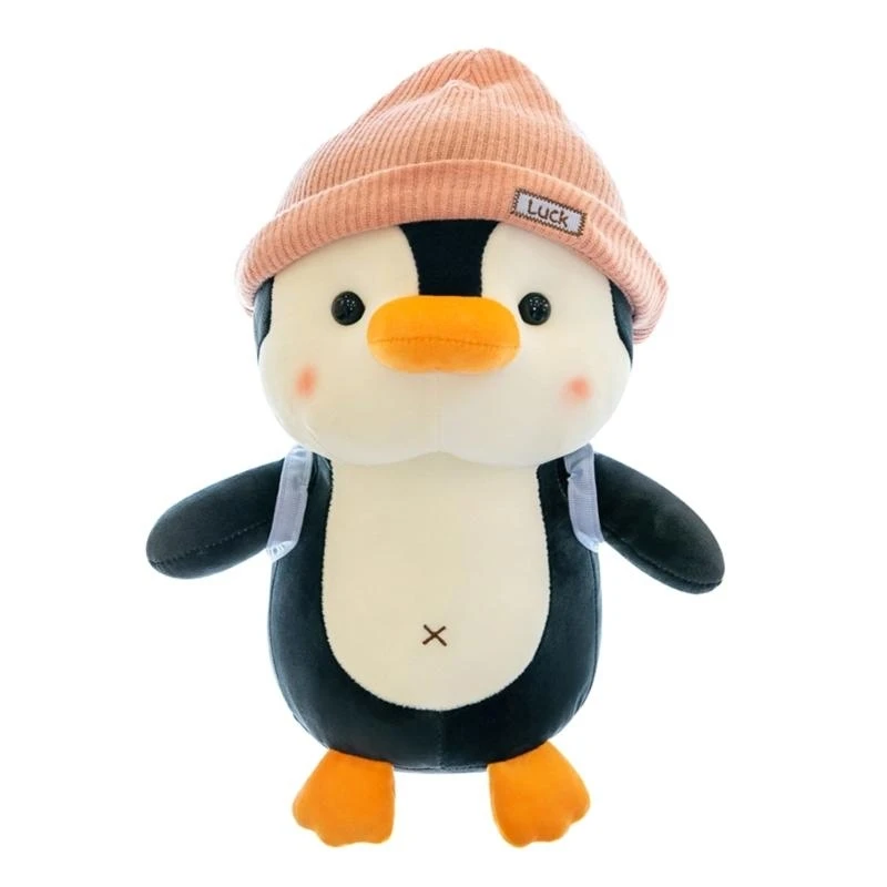 

Stuffed Plush Penguin Soft Plushies Animal with Knit Hat & Backpack Dolls 15UB