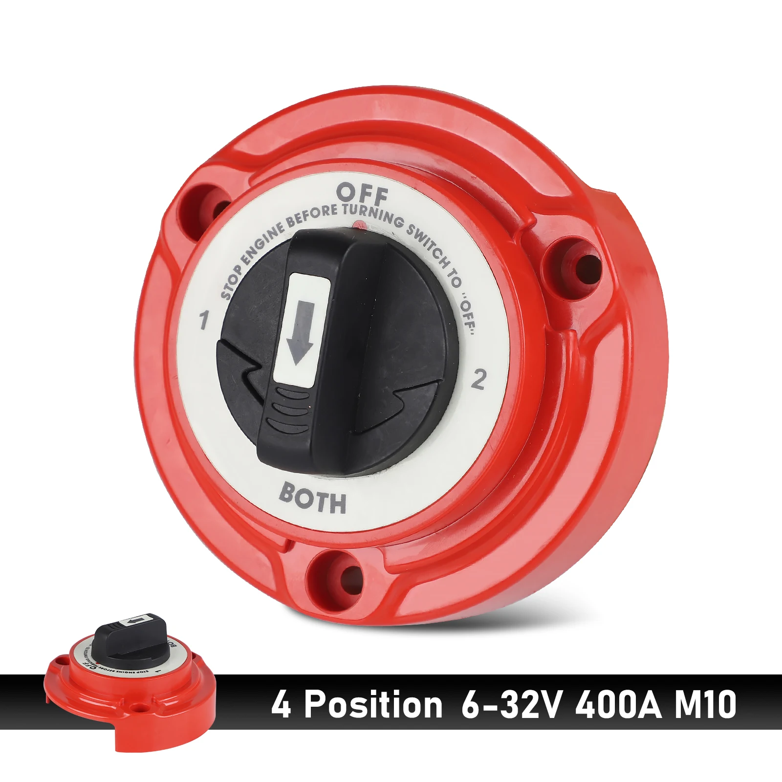 Auto-Doppelbatterie-Umschalter 400A 6-32V 4-Positionen-Stromunterbrecher Batterietrennschalter für Marine, Boot, Wohnmobil, große LKW – Detail 4