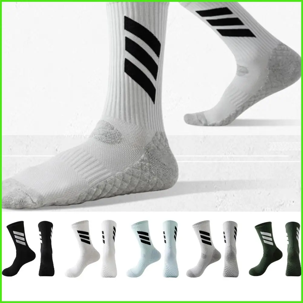 High Quality Sport Socks For Men Mid Calf Length Running Football Basketball Socks Thicken Non Slip Cycling Breathable Socks