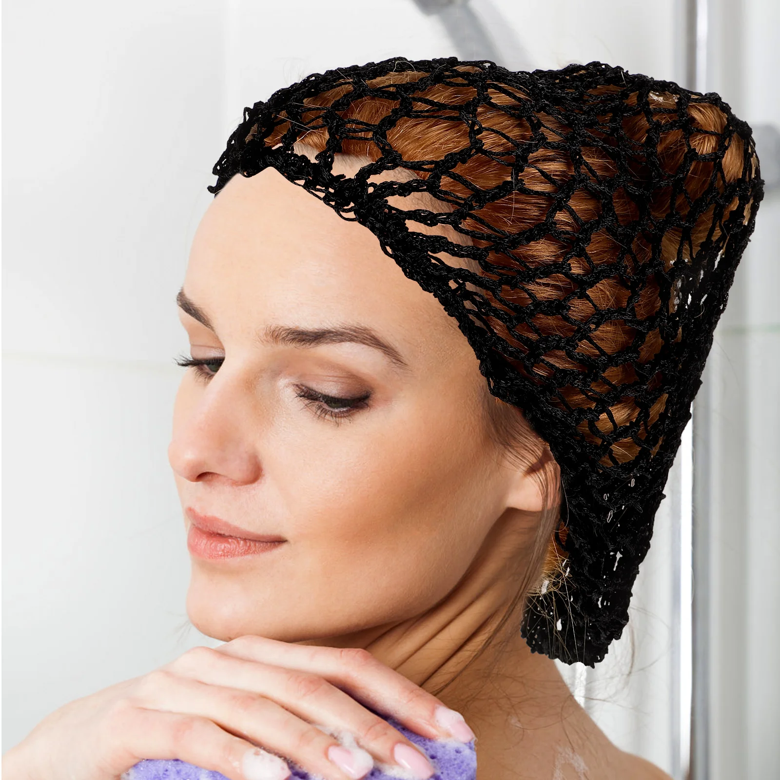 

2pcs Mesh Sleeping Hats Crochet Nets For Women Breathable Hair Cover Summer Knit Cap Bun Wrap Elastic Net Plopping Curly