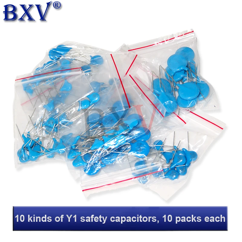 

10Values Safety Y Capacitor KIT 100PCS/Set 400VAC 250VAC 471 102 222M 472M 103M Each 10PCS DIY KIT