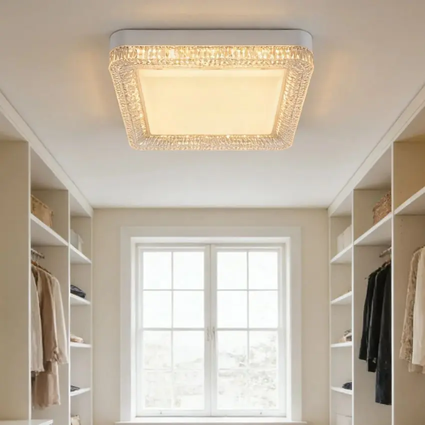 

Квадратный/круглый светодиодный потолочный светильник, современный ультратонкий хрустальный потолочный светильник 48W 36W 24W, домашний светильник для балкона, кухни, спальни