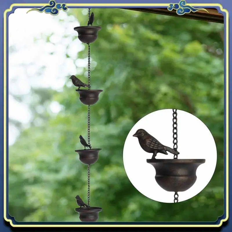 

Latest 1 PCS Mobile Bird Outdoor Rain Chain Outdoor Decoration Hanging Chain Mobile Birds On Cups Rain Chain Metal