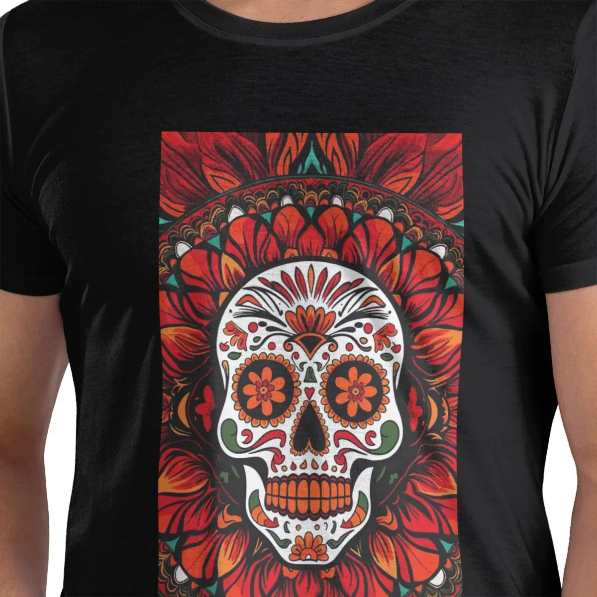 

Mexican Skull Calavera Illustration 100% Cotton T-Shirt Men's Funny T Shirts Men Round Neck Short Sleeve S-6XL
