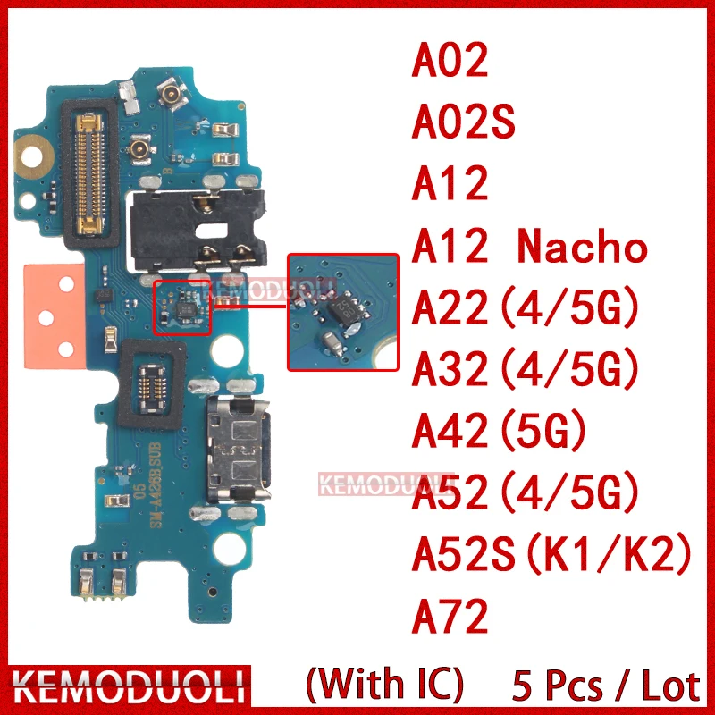 

5 Pcs/Lot Usb Dock Charger Port for Samsung Galaxy A52 A52S A02S A12 Nacho A22 A32 A42 A72 K1 K2 4G 5G Charging Board Module