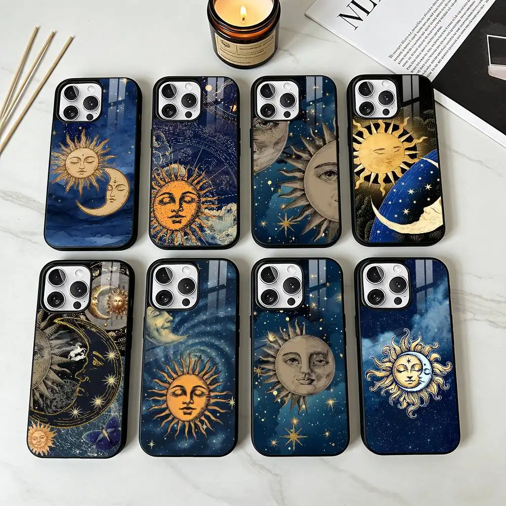 

Магнитный чехол для телефона R-Retro Tarot Sun Moon Stars для iPhone 17, 16, 15, 14, 13 Plus, Pro Max, совместимый с беспроводной зарядкой Magsafe