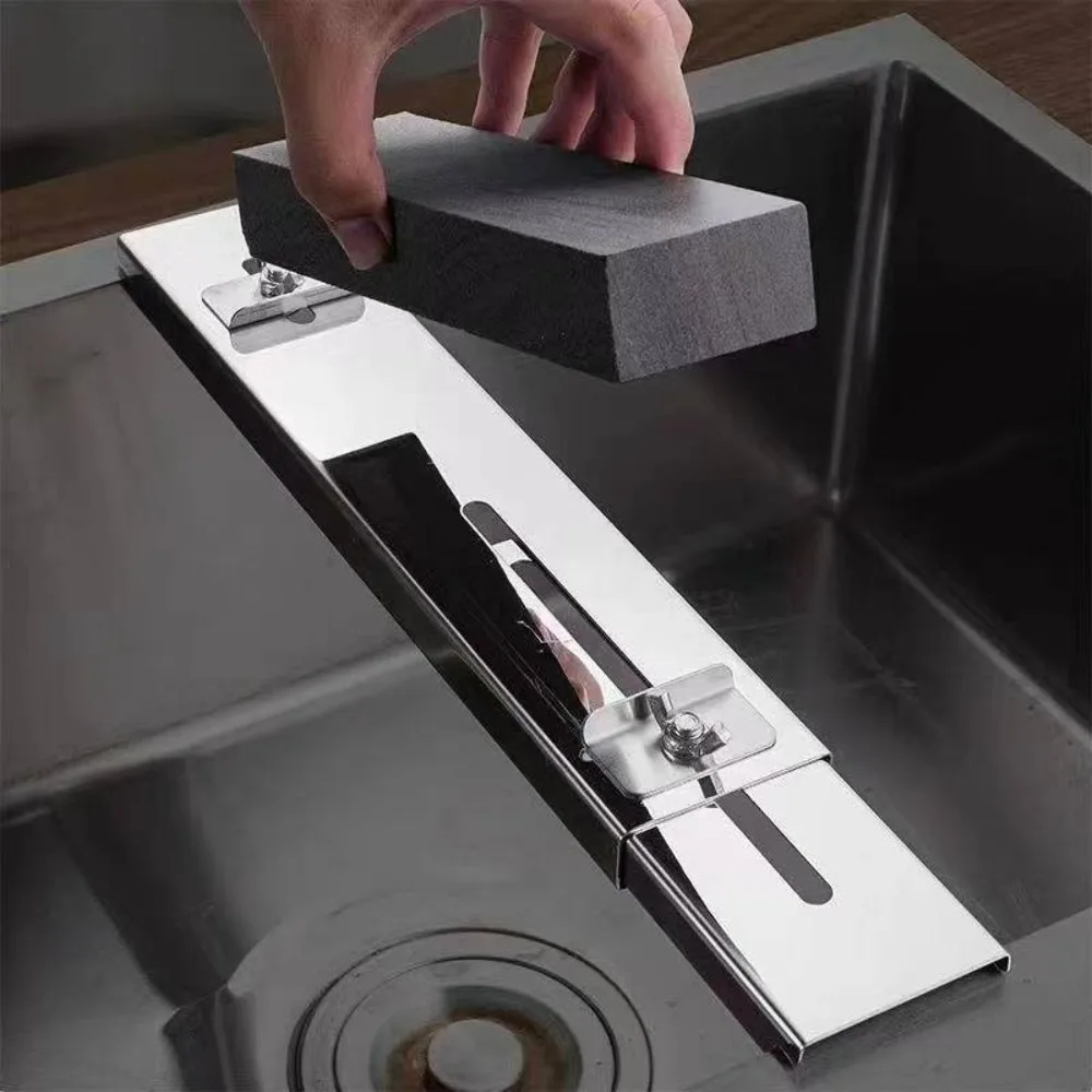 

Retractable Sink Bridge Sharpening Stone Holder Anti Slip Stainless Steel Sharpening Stone Fixed Bracket with Whetstone