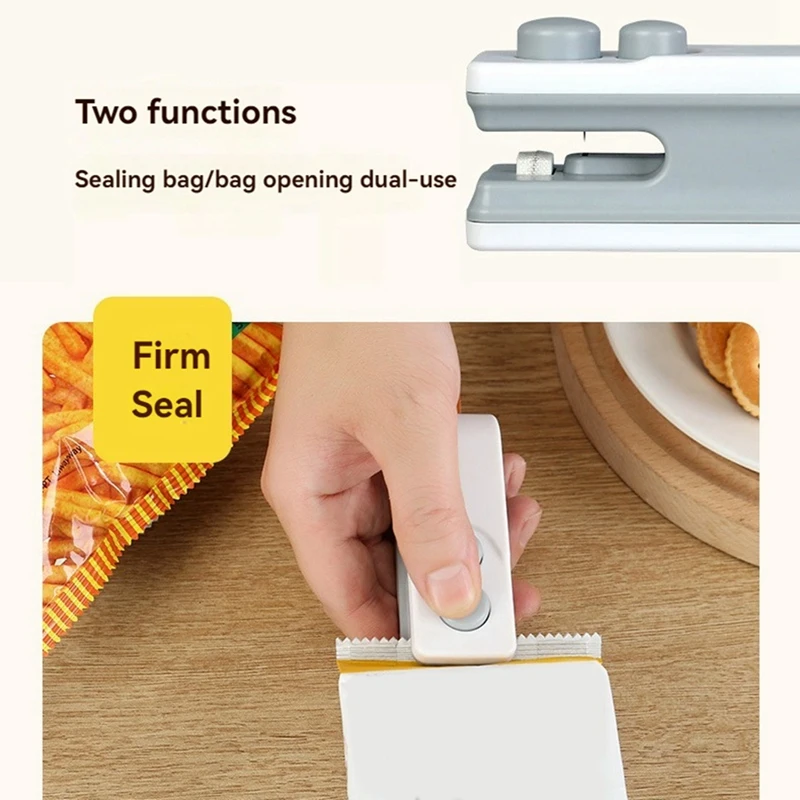 2 In 1 Mini Bag Sealer USB Rechargeable Chip Bag Sealer Heat Seal Portable Handheld Vacuum Food Sealer Bag