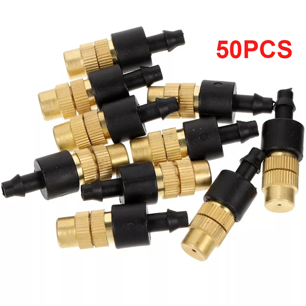 

50Pcs Misting Nozzles Adjustable Brass Spray Nozzle Garden Hose Sprinkler Head Irrigation Drippers Outdoor Garden Equipment