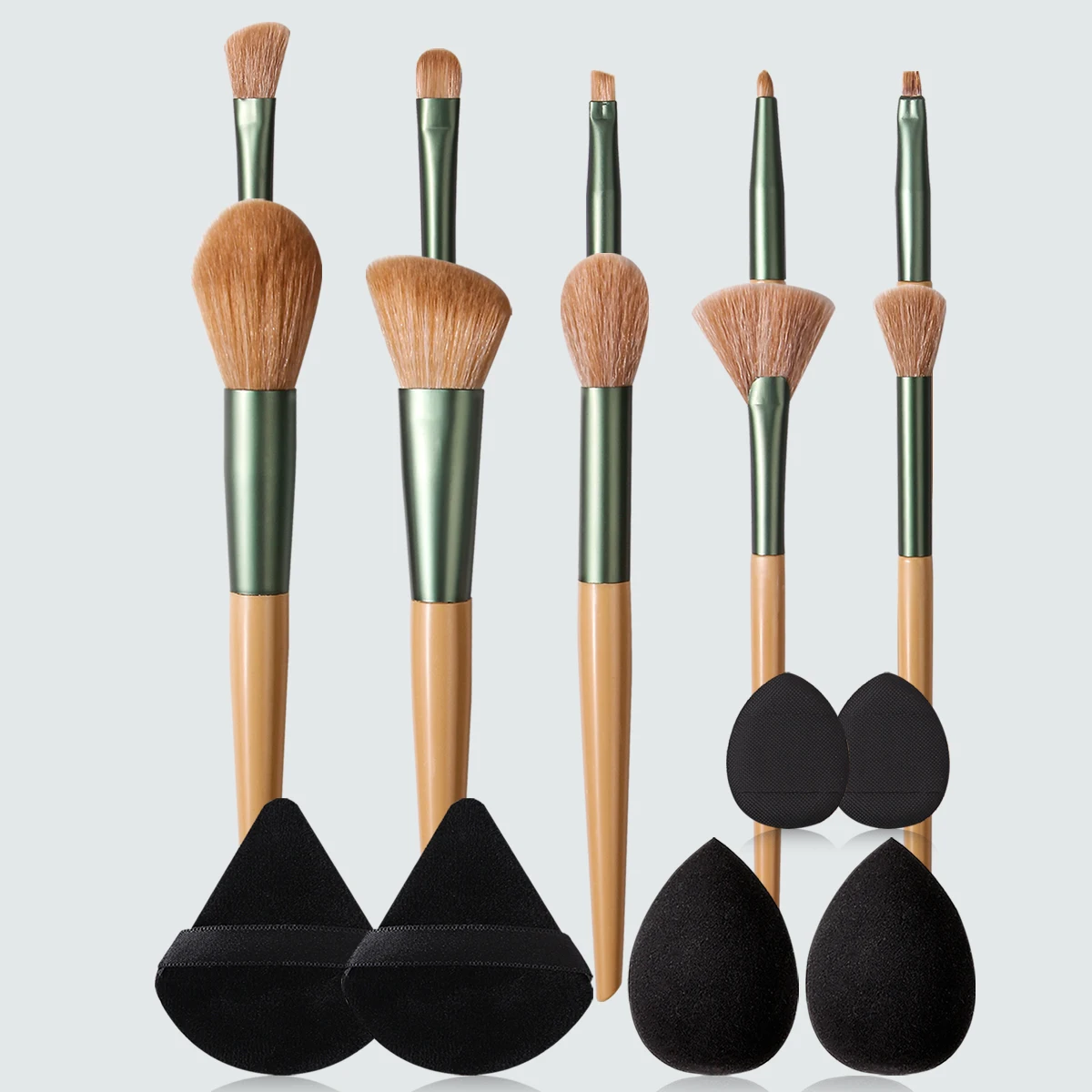 16 قطعة من فرشاة بودرة الوجه متعددة الوظائف، وفرشاة أحمر الخدود ومجموعة فرش المكياج ومجموعة منتفخة مسحوق إسفنجية للمكياج غير لاصقة #2