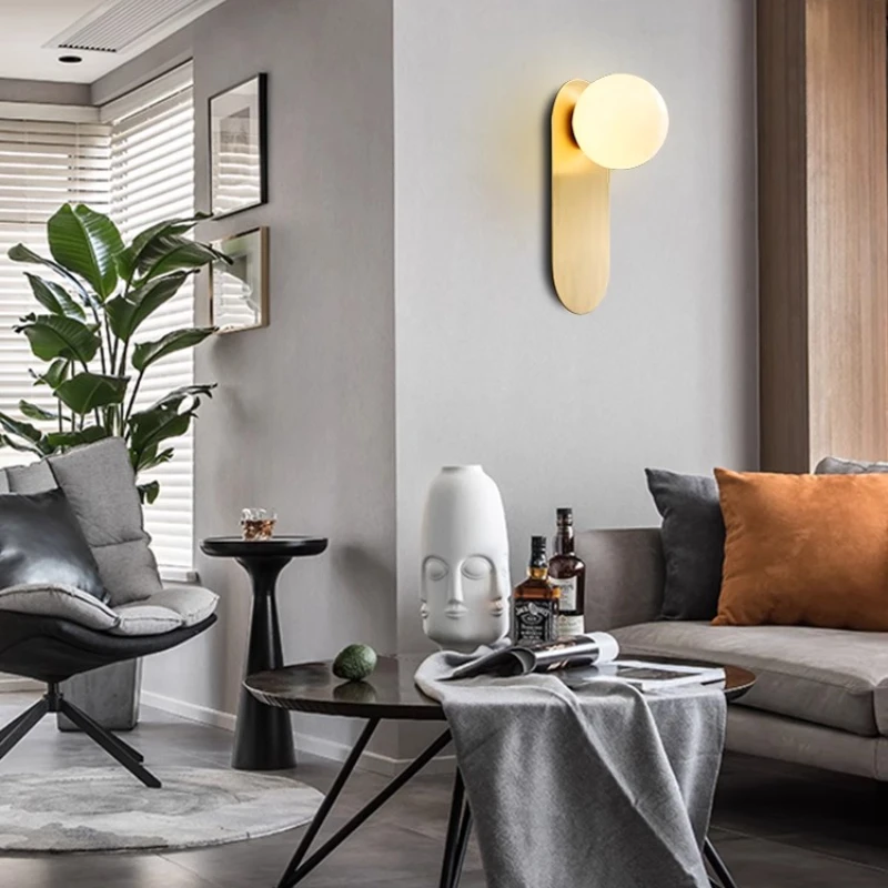 Candeeiros de parede modernos, minimalistas e elegantes, totalmente em cobre para salas de estar, quartos, hotéis, salas de jantar e luminárias