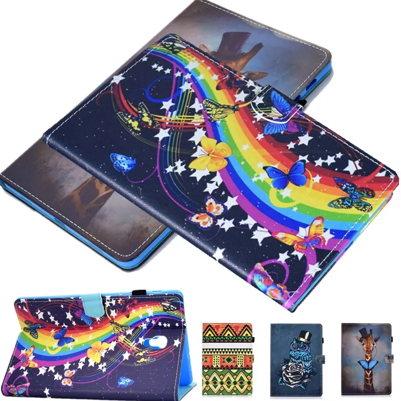 Flip Case For Samsung Galaxy Tab A A2 2018 10.5  T590 T595 T597 SM-T595 Cover Funda Tablet Cartoon Owl giraffe Stand Coque Shell