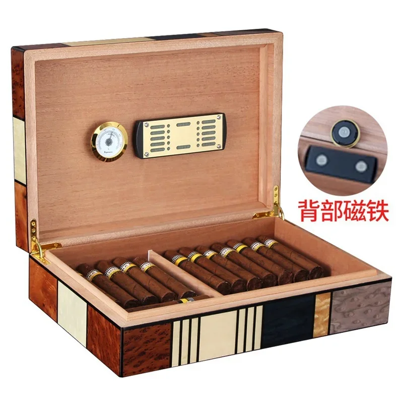 Cedar Wood Cigar Humidor, Large Capacity, Cigarette, Tobacco Gift Box, Case with Humidifier, Too Accessories, Home Office