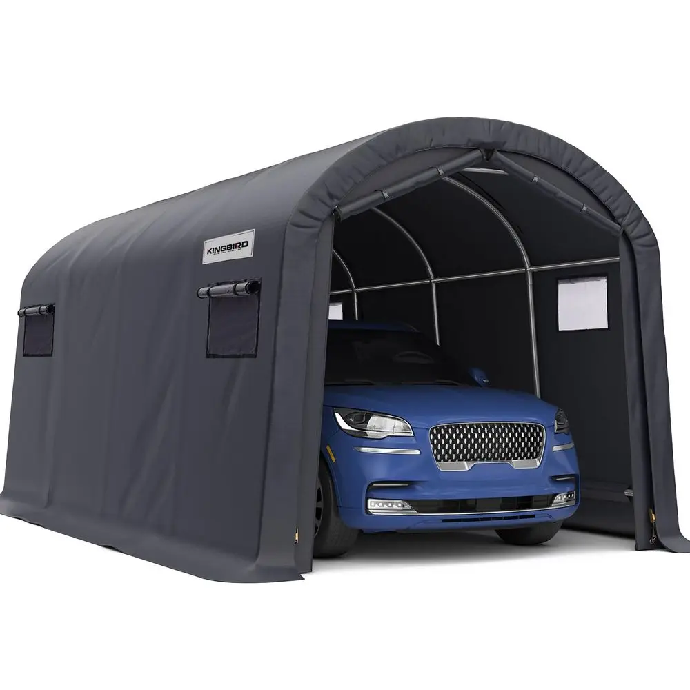 

10 x 20 Round Style Garage Carport Shelter with Rollup Ventilated Windows Heavy Duty Storage Portable Canopy Storage Shelter Sh