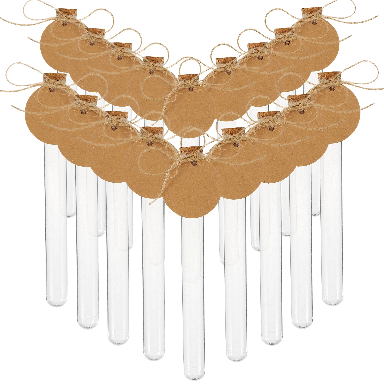 

1 set Test Tube Set Clear Plastic Craft Tubes Empty with Lids Labels Hemp Rope Diy Supply Storage Vials Lab Glassware Gifts