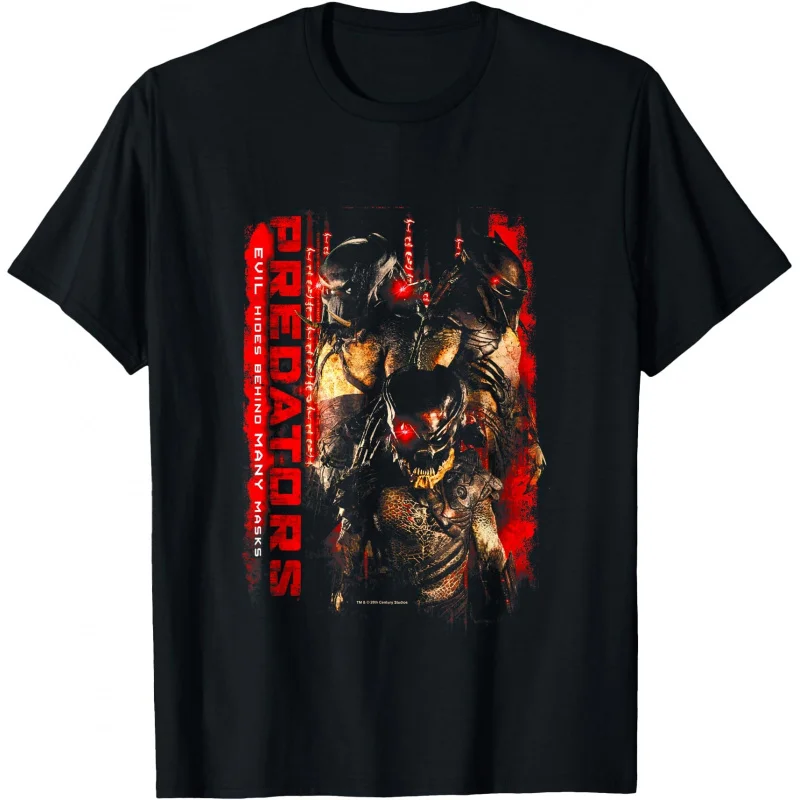 Predators Evil Hides Behind Many Mask Retro Sci-Fi Alien Gift T-Shirt Space Monster Hunter printed Graphic clothes All size tops