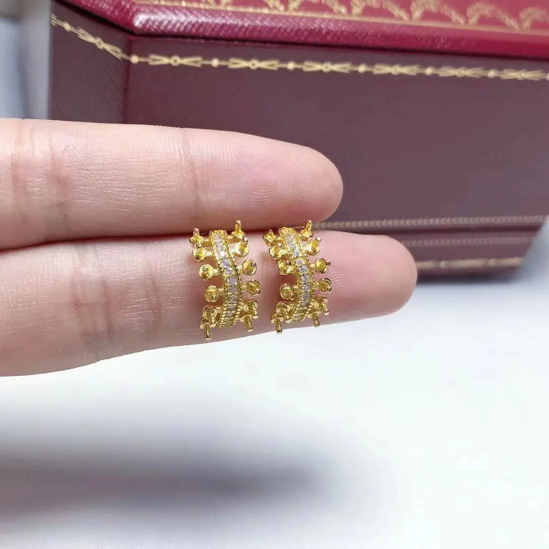 

Оптовая продажа, серьги из стерлингового серебра S925, фурнитура для крепления, базовые монтажные детали, аксессуар для жемчуга 3-4 мм, 5 пар/лот