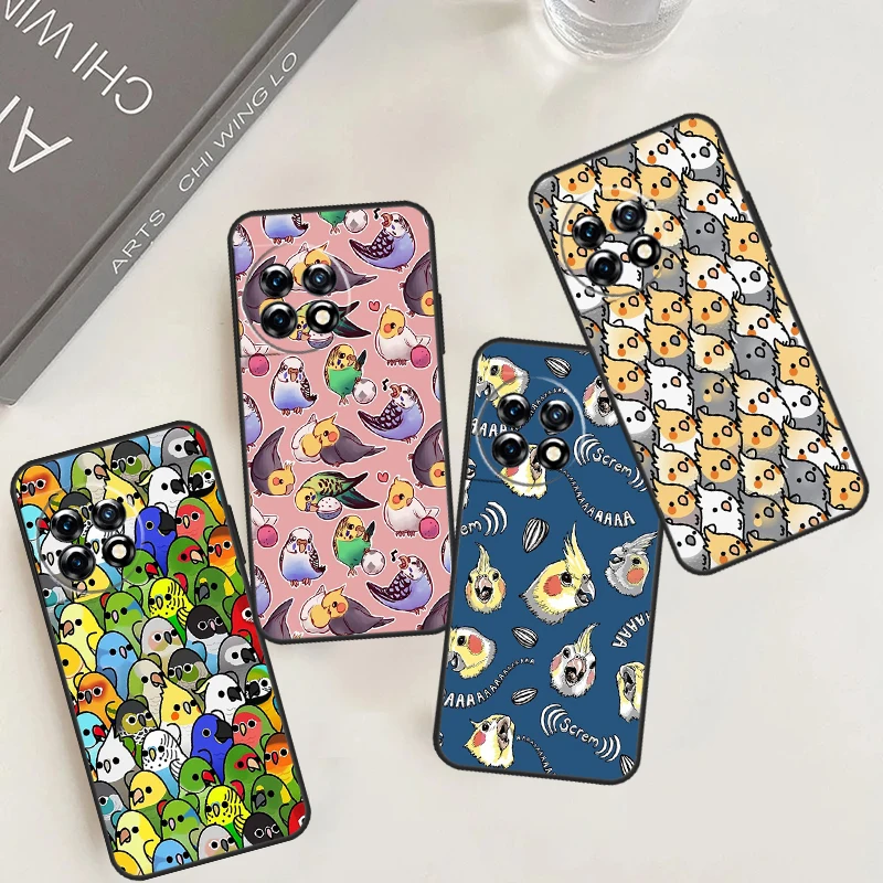 Cartoon Cockatiel Collage Case For OnePlus Nord N30 N20 N10 CE 2 3 Lite 2T OnePlus 10T 12R 10R 8 9 10 Pro 11 12 Cover