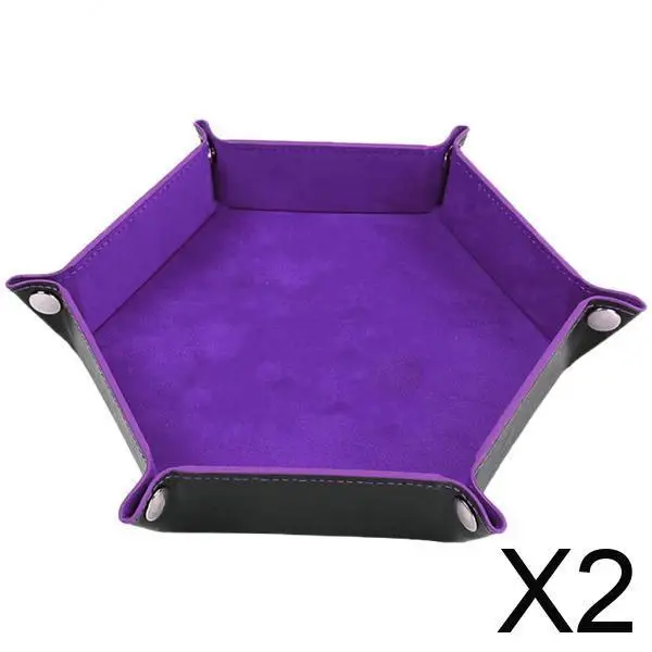 

Portable Collapsible Dice Tray Hexagon Mat Jewelry Coin Storage Box Foldable Leather Organizer for Family Party