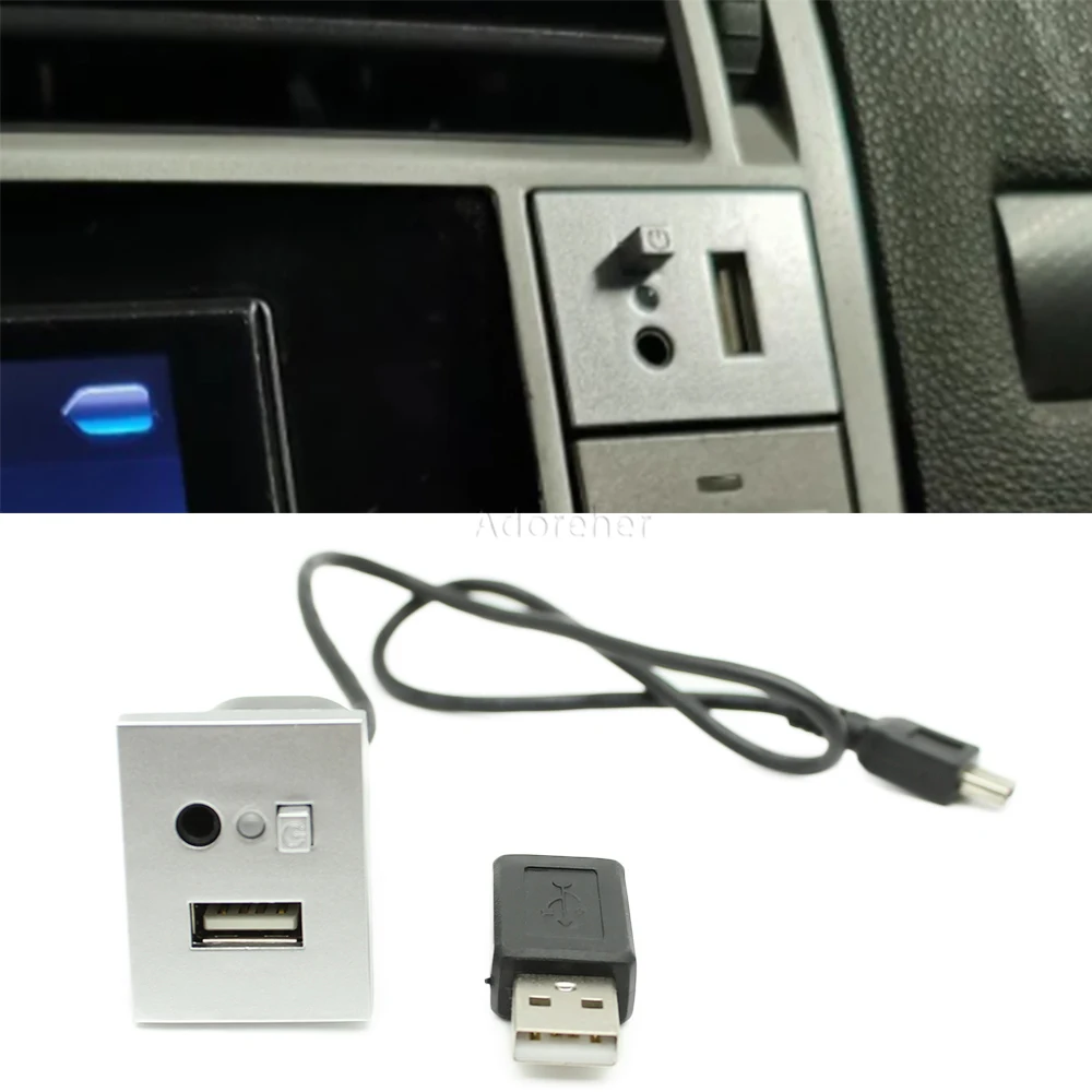 Car Mini USB Plug Interface Cable Adapter Connection for Ford Focus MK2 CD DVD AUX Control Button Switch Panel Cover