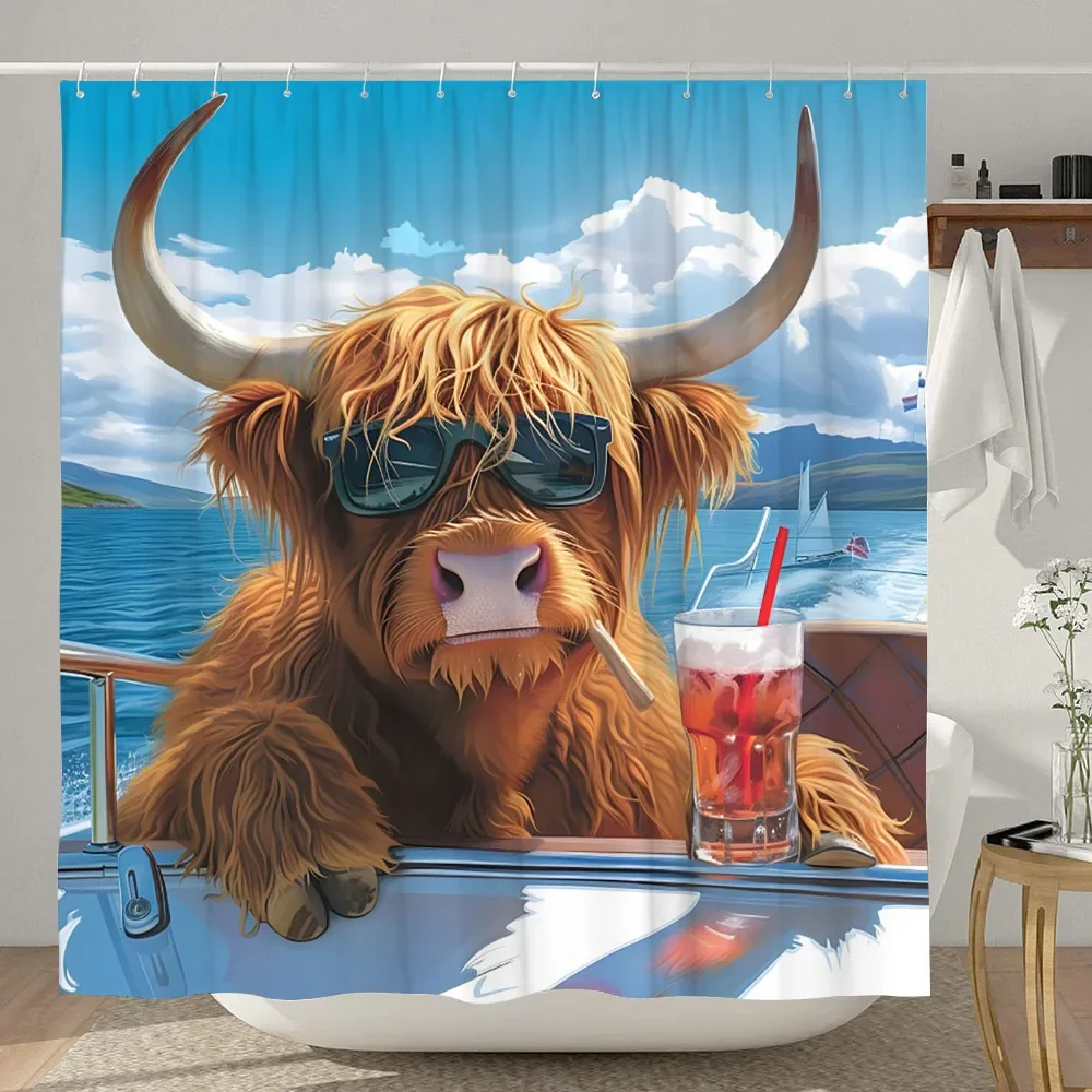 

Забавная Штора для душа Highland "корова", деревенская корова, мультяшное животное, Детская фототкань, декор для ванной комнаты