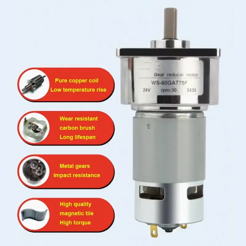 72KG 60GA775 DC Reduction Motor 25W Strong Moment Forward and Reverse Adjustable Speed Motor Micro Low Speed Small Motor