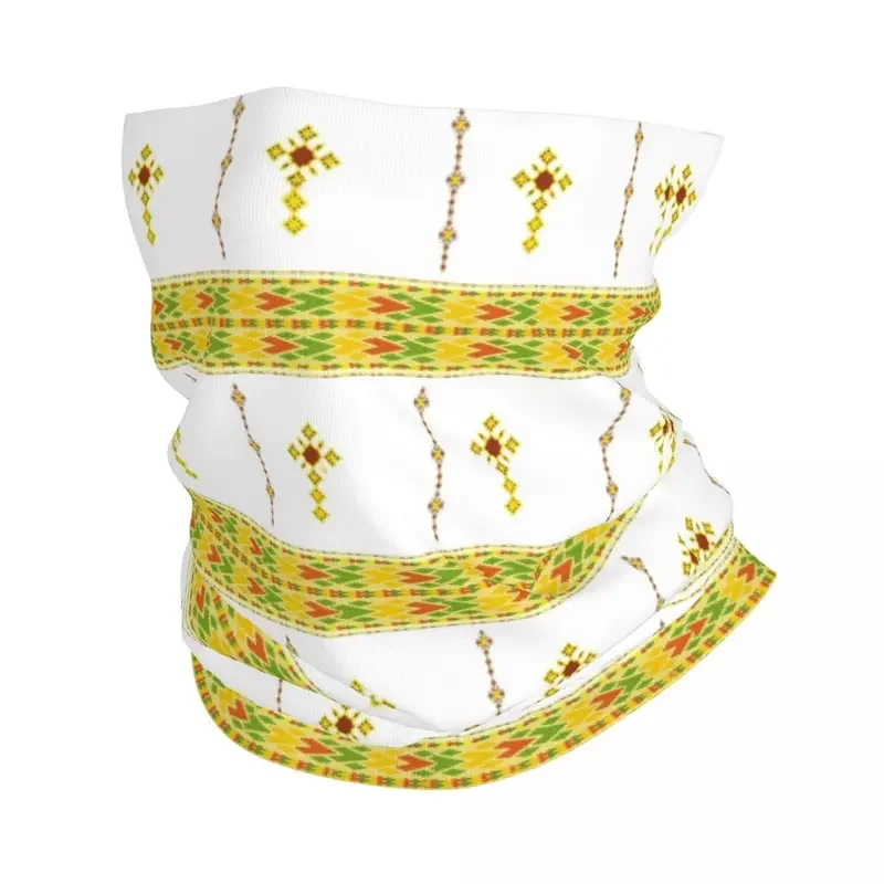 Ethiopian Cross Art Bandana Nek Gaiter Print Bivakmutsen Wrap Sjaal Multi-Use Hoofdband Wandelen Voor Mannen Vrouwen Volwassen Het Hele Seizoen