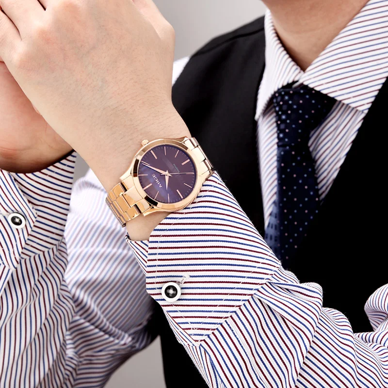 MIGE Fashion Couple Quartz Wristwatch Luxury Women Stainless Steel Quartz Wrist Watches men‘s Business Casual Wristwatches