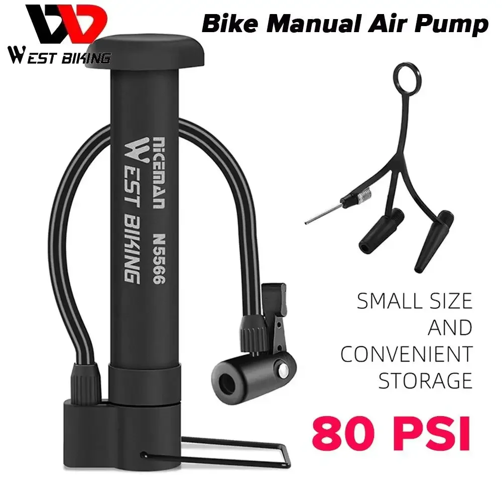 

BIKING Bike Air Pump Portable Bicycle Tire Pump Schrader Valve Lightweight for Swimming Ring Football Basketball