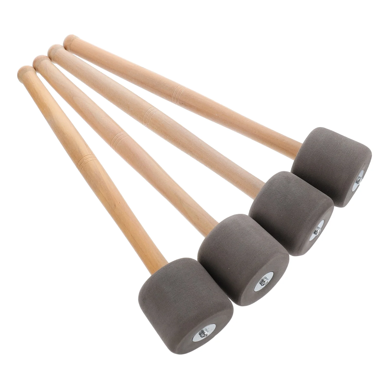 

4 Pcs Foam Drumsticks Percussion Soft Wool Gong Mallet Felt Head Mallets Snare Wooden Handle