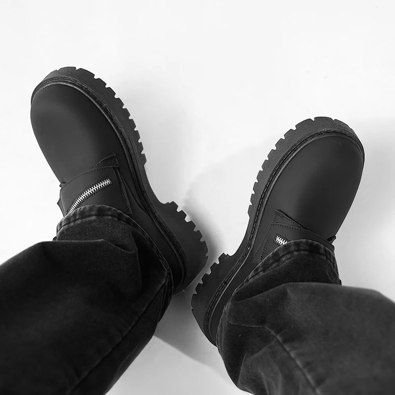 

Men's British Retro Wide Round-Toe Derby Shoes Outdoor Business Platform Men's Shoes Chunky Casual Leather Shoes Zapatos Hombre
