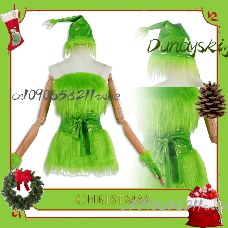 زي الوحش الفرو الأخضر للهالوين بدلة شخصية لحفلة عيد الميلاد للبالغين زي تنكري مضحك وحش رعب