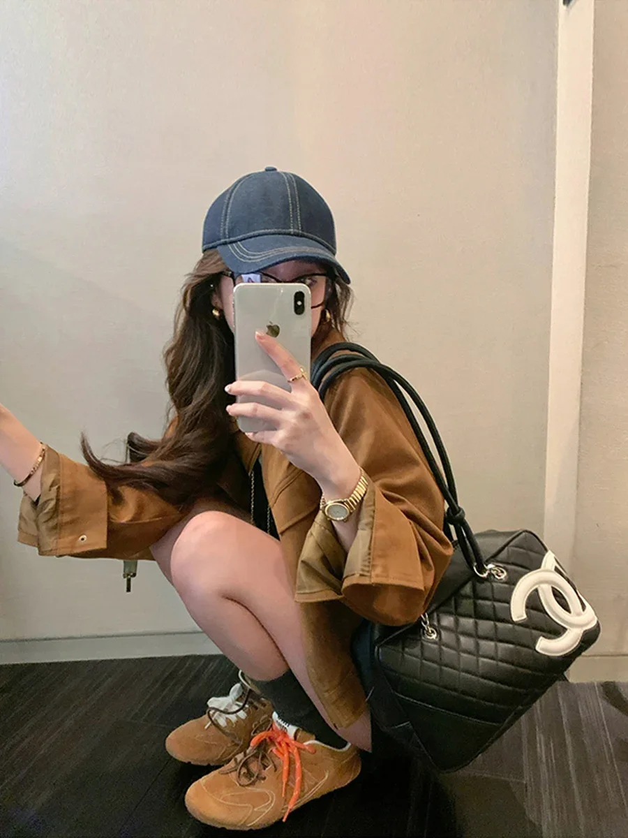 معطف نسائي جديد لربيع وخريف 2025 مصنوع من جلد الغزال عالي الإحساس مقاس صغير #2