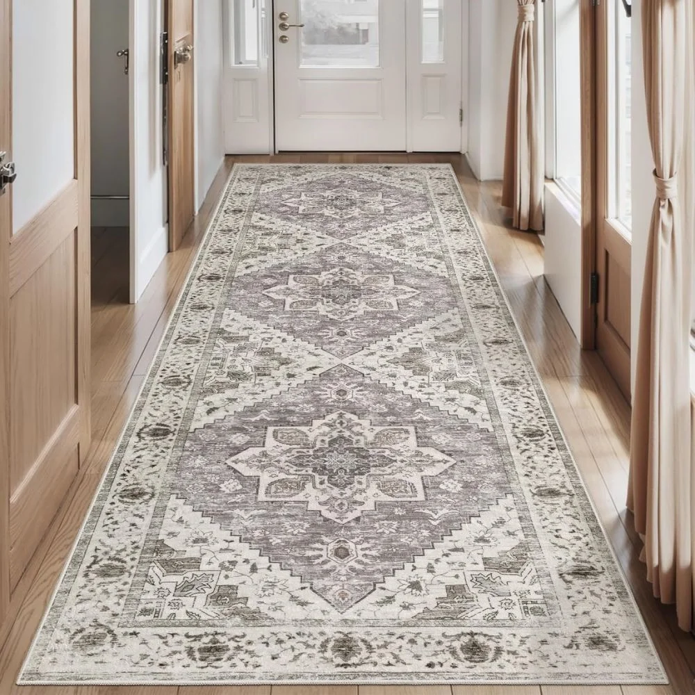 

VIKAMA Bohemian Long Rug Washable Non-Slip Entryway Hallway Mat Vintage Bedroom Kitchen Carpet Home Decor