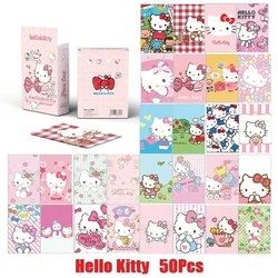 50pcs/ Box Sanrios Hello Kitty Card Kawaii My Melody Kuromi Pochacco Cinnamoroll Postcard Souvenir Collection Girl Birthday Gift