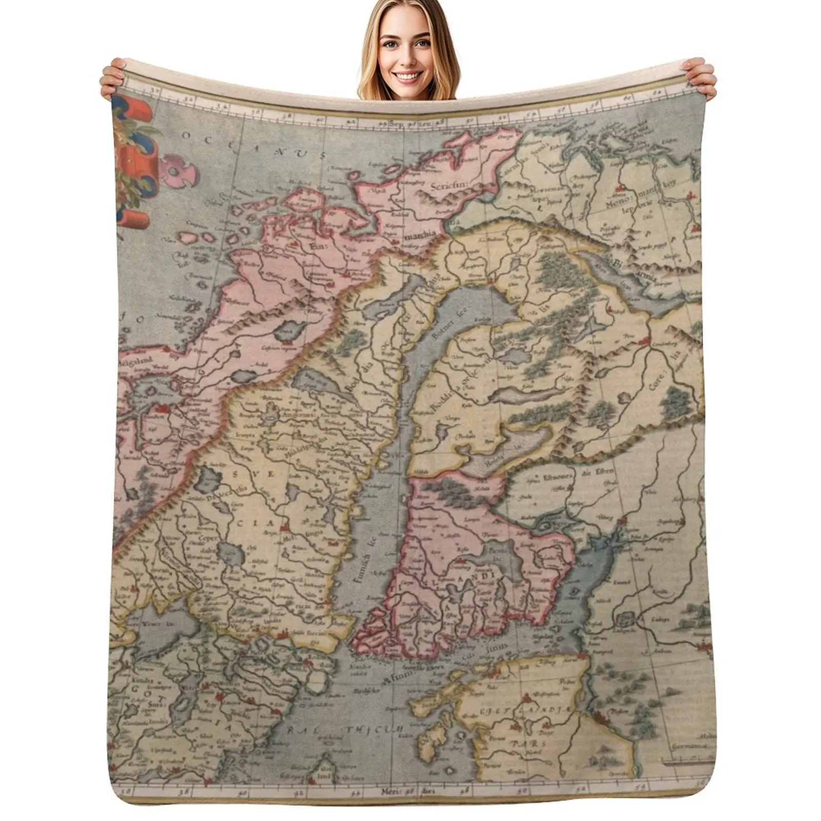 Old Scandinavia Map (1623) Vintage Norway and Sweden Atlas Throw Blanket Decorative Sofa Flannel heavy to sleep Blankets